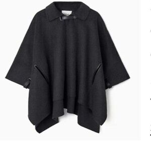 COS dark gray Cape with Wide Collar and Asymmetrical Hem
